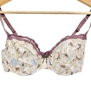 Tam Tam Princesse cat print bra with lilac mauve lace trim 34D